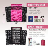 UnderYours Thigh Bag Garter Purse, French Lace Wallet and Flask Holder, Stays Put Silicone Grip, 2 Ample Secured Pockets, Holds Any Size Phone, Money, Passport, & More