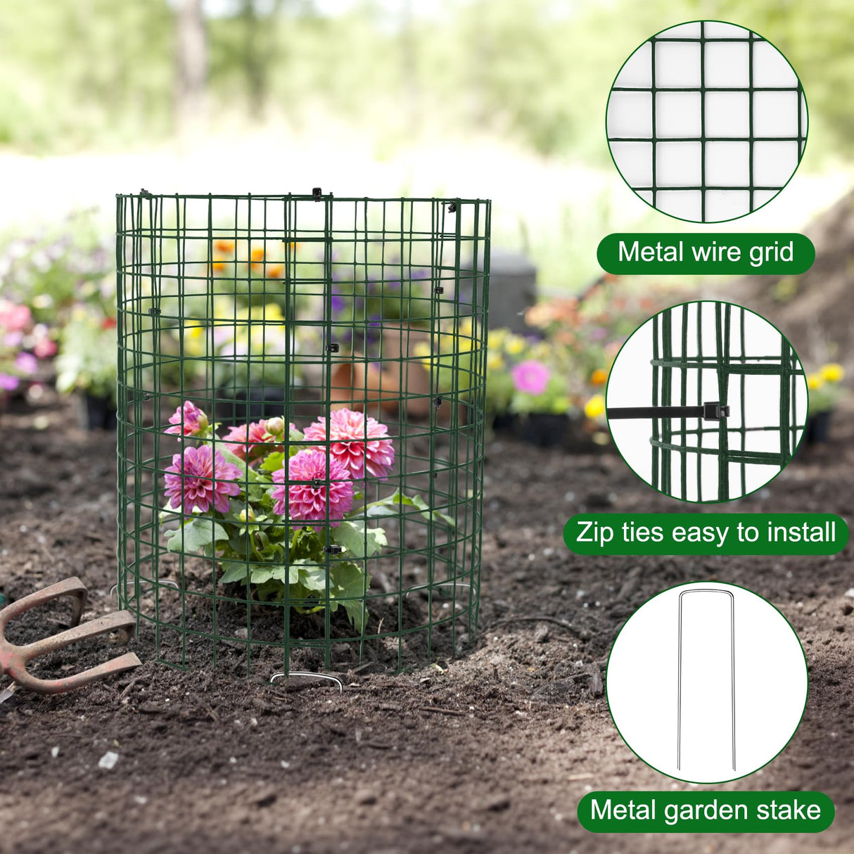 Unves 10 Set Plant Protectors from Animals, 12" x 12" Wire Plant Cages