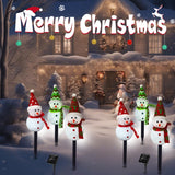 Solar Christmas Pathway Lights Outdoor Decor, Set of 6 Led Snowman Stake Lights, Waterproof Walkway Landscape Light for Winter Yard, Garden, Solar Christmas Decorations