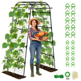 Heavy Duty Garden Arch Trellis for Climbing Plants, 20mm Thick Rustproof Metal Frame, Easy Assembly No Tools, 7.2ft Tall Vine Support with Netting & Gloves for Cucumbers Beans Roses