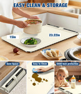 Food Warming Mat, Rapid Heating Electric Warming Tray with 9 Temp Setting and 6 Hours Timer,Foldable Warming Trays for Food, Portable Food Warmers for Parties Buffet, Beige