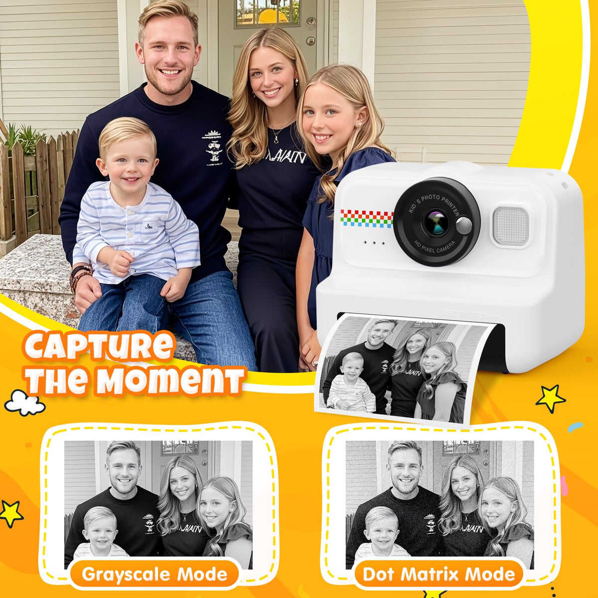 HiMont Kids Instant Print Camera, 1080P HD Kids Camera Instant Print with 3 Rolls Print Paper & 32GB Card, Ideal Kid Toys Gifts for Boys & Girls Age 3-14 (Black)