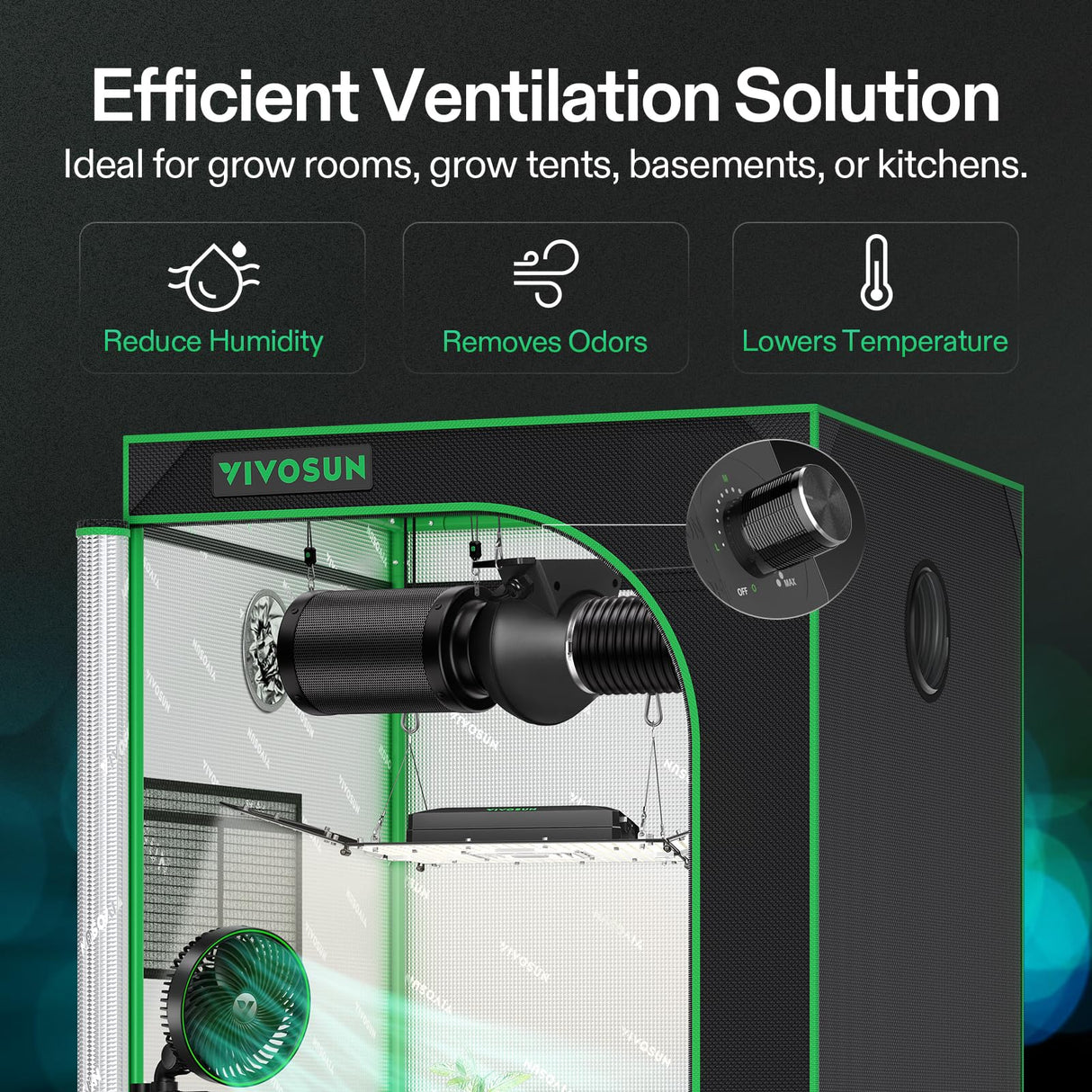 VIVOSUN M4 4-Inch Inline Duct Fan, 195 CFM Ventilation Fan with EC Motor, Adjustable Speed, Energy-efficient Vent Blower for HVAC, Grow Tent, Hydroponics