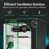 VIVOSUN M4 4-Inch Inline Duct Fan, 195 CFM Ventilation Fan with EC Motor, Adjustable Speed, Energy-efficient Vent Blower for HVAC, Grow Tent, Hydroponics