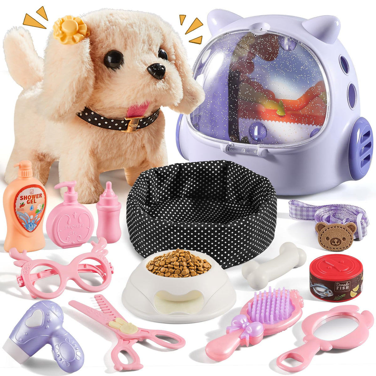 16 Pcs Robot Dog Toys for Girls, Toys for 3 4 5 6 7 8 Year Old Girls Kids