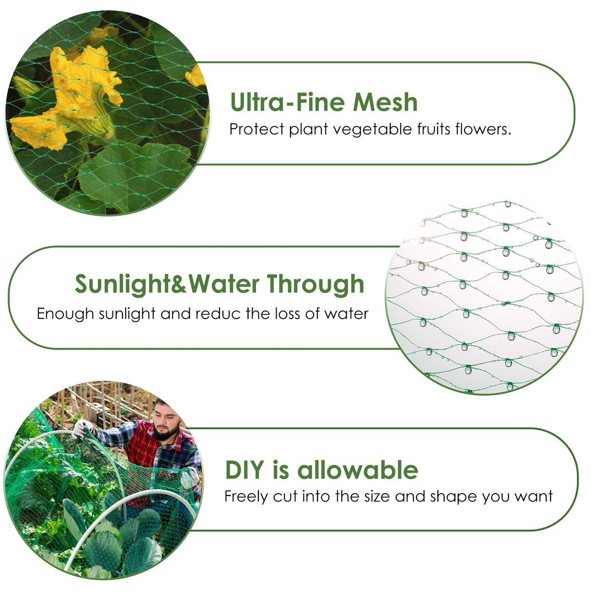 Ruolan Bird Netting for Garden Protect Vegetable Plants and Fruit Trees13X82Ft,Plastic Trellis Netting for Birds, Deer,Squirrels and Other Animals