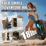 Navatiee 330Lbs Collapsible Folding Wagon, Beach Wagon Cart Heavy Duty Foldable with Big Wheels, Utility Grocery Wagon with 165L Large Capacity for Camping Garden Sports, Light Blue