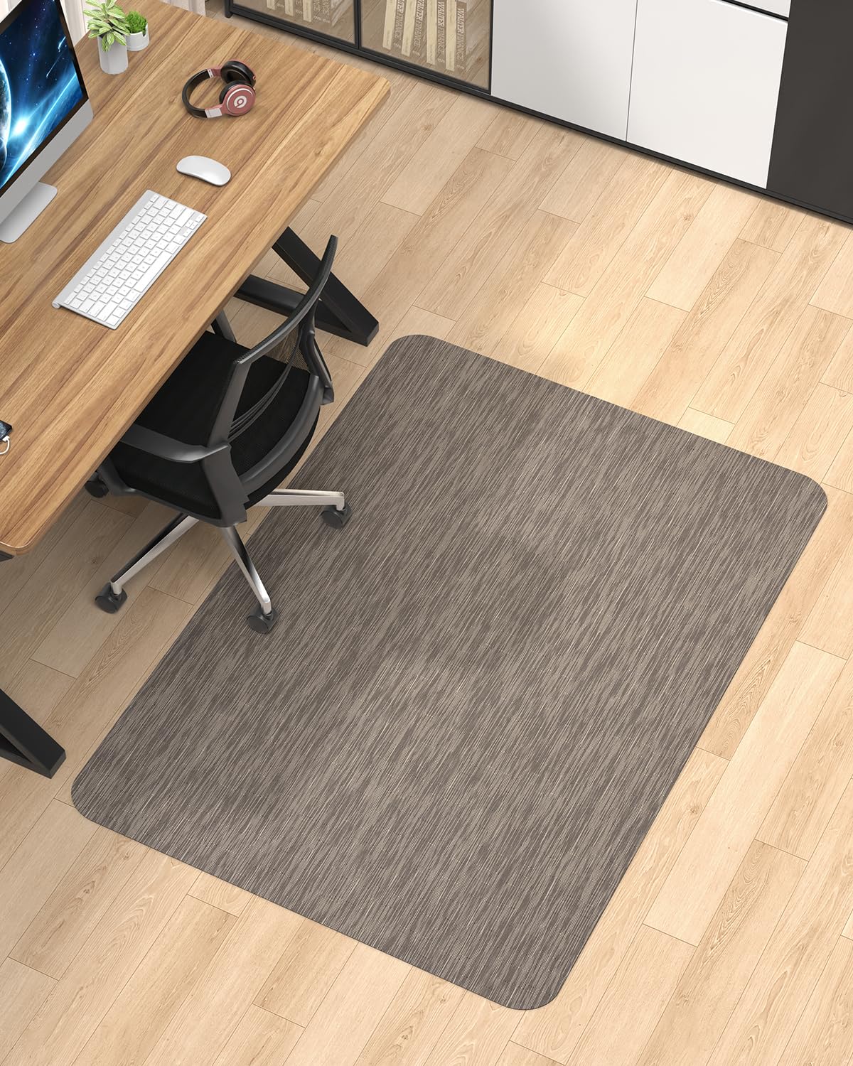 Blvornl Office Chair Mat for Hardwood Floor, 35.4"*47.2" Desk Computer Chair Mat for Hard Wood, Large Anti-Slip Hard Floor Protector Rolling Chair Mat, PVC Mat Desk Rug for Office and Dark Brown