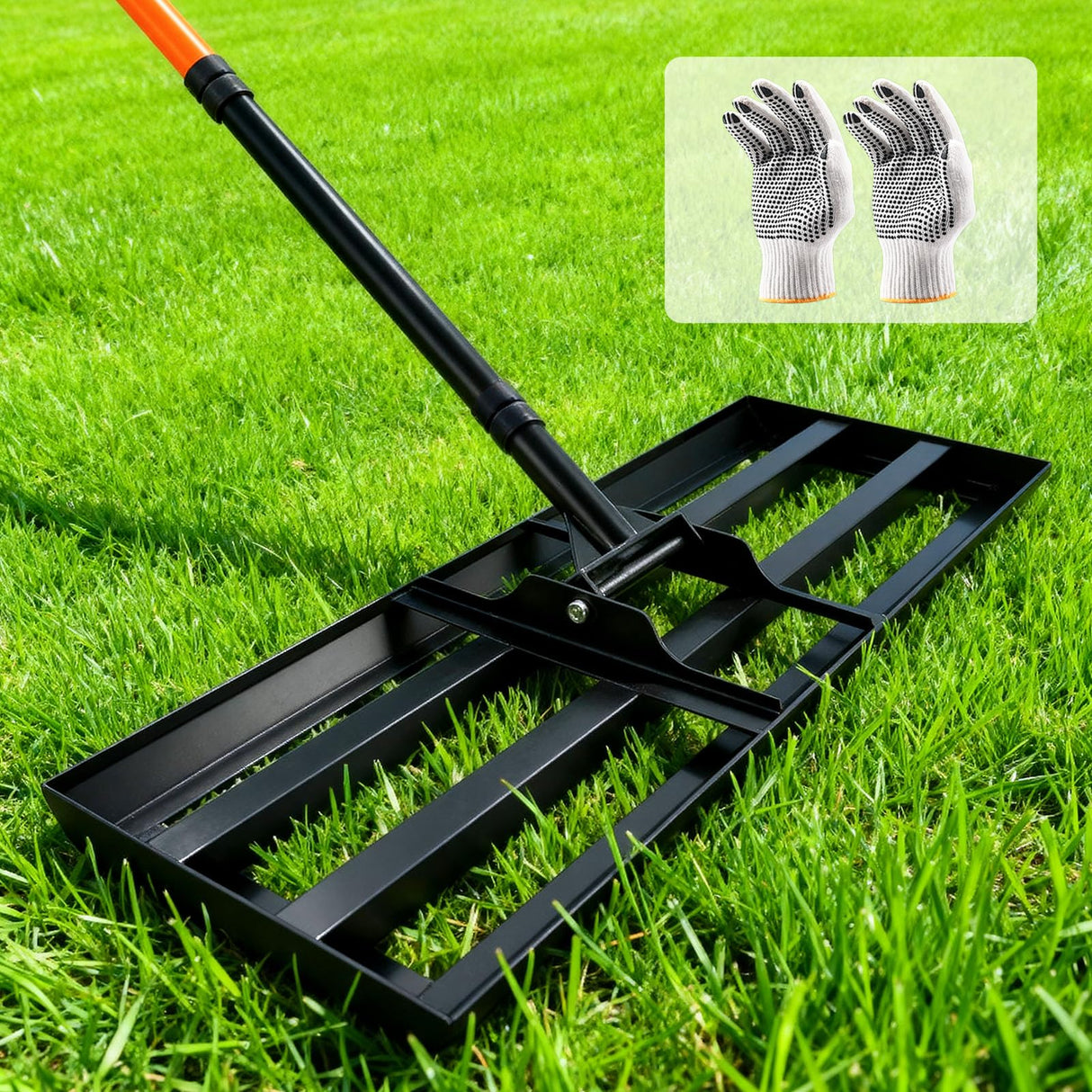 Lawn Leveling Rake 30" x 10", Heavy Duty Lawn Leveler with 78" Handle