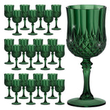HTTBEIZI 24PCS 7OZ Dark Green Wine Plastic Glasses, Drinking Champagne Glasses Flutes Crystal Vintage Water Unbreakable Goblets for Christmas, Wedding, Parties