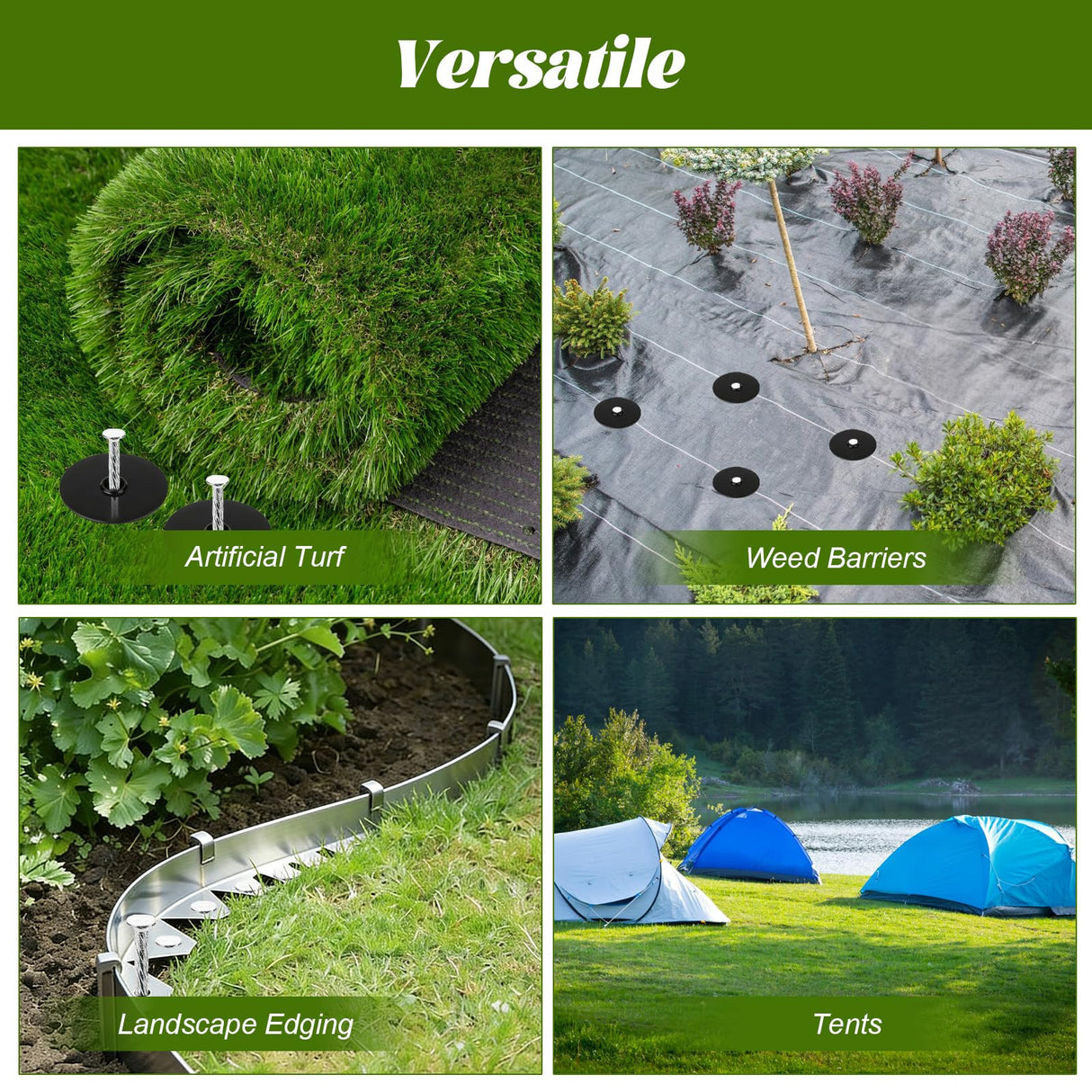 50 Sets Landscape Fabric Stakes with Gaskets 8 Inch Galvanized Spiral Turf Nails for Artificial Grass Garden Landscaping Staples Spikes for Weed Barrier Lawn Edging Tents