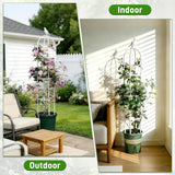 6ft Garden Obelisk Trellis for Climbing Plants-Rustproof Metal Pipe with Heavy Duty Plastic Coated, Garden Outdoor Indoor Potted Plant Support for Clematis Vine Jasmine Support （White）