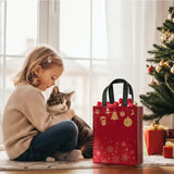 STYPOP 32 Pack 10" Christmas Gift Bags Medium Size with Tissue Paper, Reusable Non-Woven Christmas Tote Bags with Handles, Perfect for Holiday Gift Wrap/Party Favor Supplies, 10.2" × 8.3" × 4"