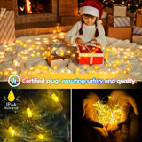 KNONEW 203FT 600 LED Outdoor Fairy Lights Plug in, Christmas Fairy Lights Outdoor Waterproof 8 Modes Memory Times for Wedding Bedroom Walls Garden Trees Decoration(Warm White)
