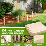 24Pcs Wooden Garden Stakes, 12in Pinewood Yard Stakes for Plant Support