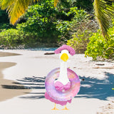 Wxcrsaz Porch Goose Summer Outfit for Cement or Plastic Goose 23'' Lawn Patio Statue, Bikini Goose Clothes, Hawaiian Outfit with Hat Sunglasses & Swimming Ring for Outdoor Garden Yard Decor (Pink)