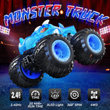 AUUGUU Remote Control Car, 2.4GHz Monster Trucks Toys with Light Spray, Birthday Gift for Kids 3 4 5 6 7 8, All Terrain RC Cars, Toys for Boys Girls 3+ Year Old