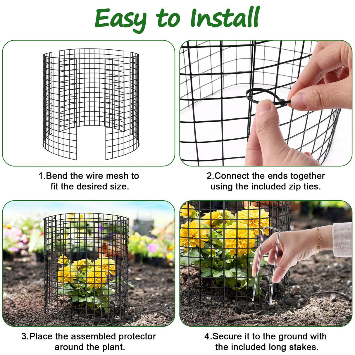 Aifanss 30 Pcs Plant Protectors from Animals, 16x12 Inch Large Metal Plant Cages Chicken Wire Cloche with Zip Ties and Stakes to Keep Animals Out, Garden Vegetables Shrubs Protection Bunny Barricades