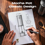 Electric Salt and Pepper Grinder Set, Rechargeable Automatic Salt and Pepper Shaker with 6 Adjustable Coarseness, Large-Capacity Pepper Mill White Elephant Gifts (Rechargeable-Stainless Steel)