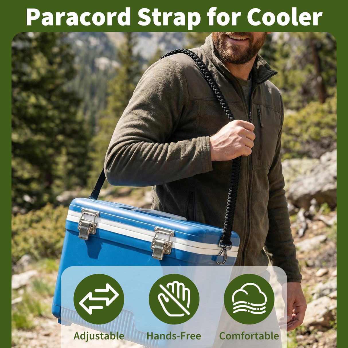 Paracord Strap Compatible with Engel Cooler, 2-Point Paracord Sling, with Metal Clips and Swivels, Adjustable Length, Long-Lasting Comfort for Extended Wear, Ideal for Outdoor and Camping, Black
