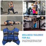 ZELUS Weighted Vest, 6lb/8lb/12lb/16lb/20lb/25lb/30lb Weight Vest with Reflective Stripe for Workout, Strength Training, Running, Fitness, Muscle Building, Weight Loss, Weightlifting, Blue(20 lb)