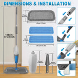 BPAWA Spray Mops for Floor Cleaning - Microfiber Wet Dry Dust Mop for Hardwood Laminate Wood Tile Vinyl Floors with 3 Washable Pads fit for Swiffer PowerMop