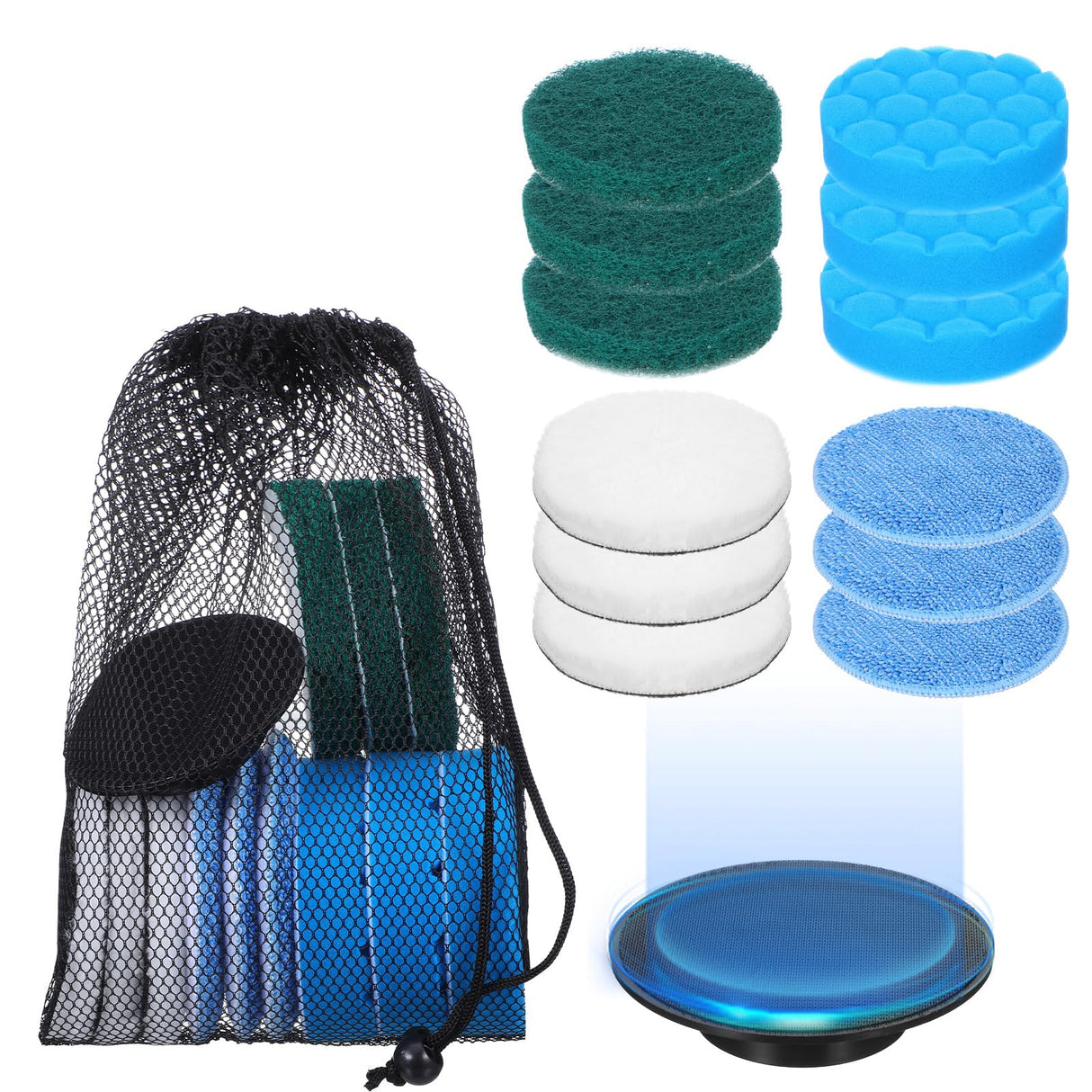 Ckhoid 12Pcs Brush Heads Set, Cordless Electric Spin Scrubber Replaceable Brush Heads, Cordless Buffing Bonnet Pad for Household Cleaning Brushes, Bathroom, Floor, Tile, Car