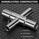 HAUTMEC 3pcs 4 Way Sillcock Water Key Faucet Valve Tool Spigot Key 1/4", 9/32", 5/16", 11/32" PL0028-3