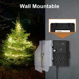 SURAIELEC Outdoor Power Stake Light Timer, Dusk to Dawn, 6 Electrical Outlet Power Strip Weatherproof, 6FT Extension Cord Multiple Outlet for Patio Lights, Sprinkler, Garden, Christmas Decorations