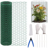 Jcmbreltik Chicken Wire Fencing, Plant Protectors from Animals DIY Kit with Accessories, 15.7x197 Inch Flexible Floral Chicken Wire for Garden & Floral Arrangements