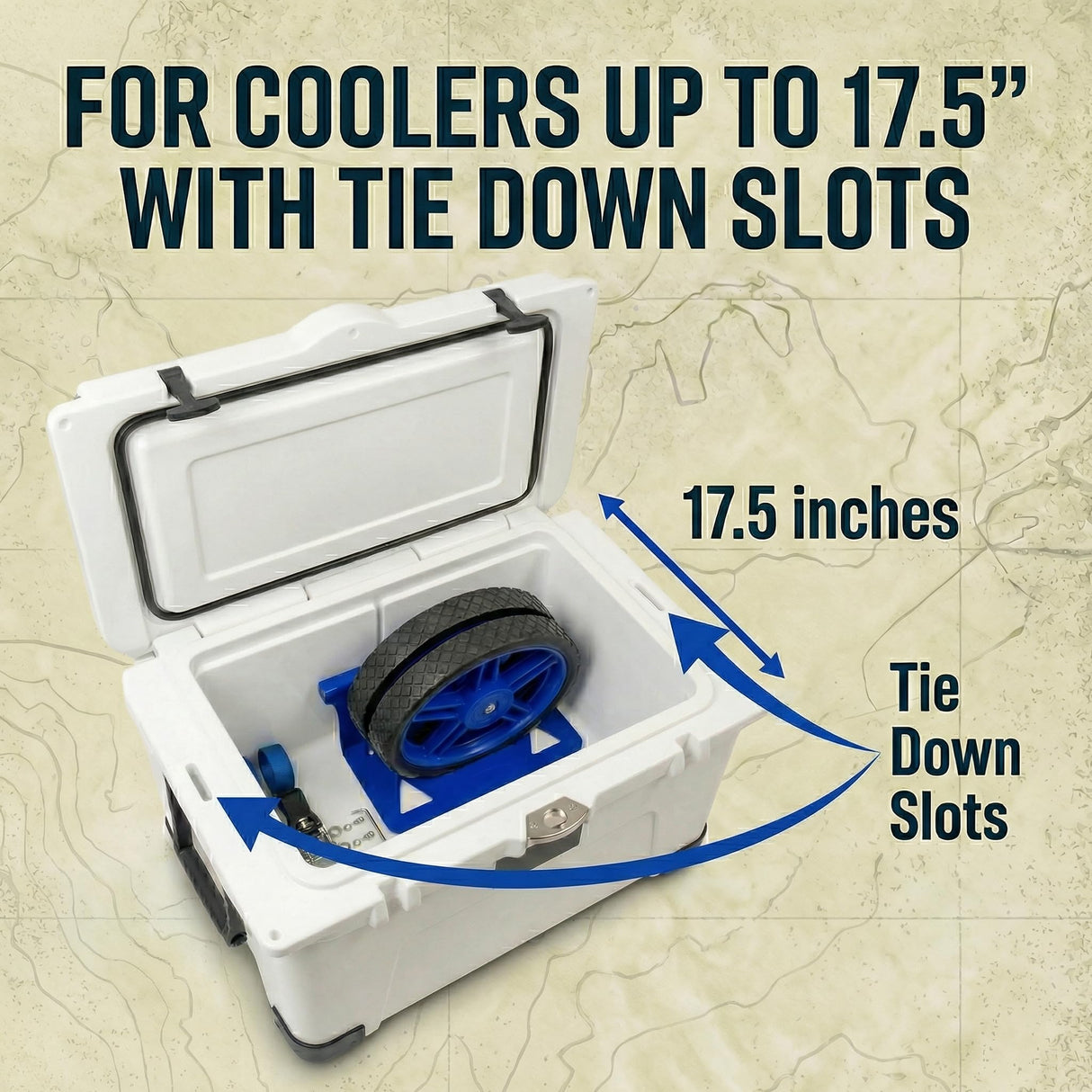 Cooler Wheel Kit for Yeti, RTIC, Igloo and most other brands - Cooler Cart - Easy-to-install Dolly With Wheel Attachment - Durable, Rust-Resistant Powder-Coated Stainless Steel