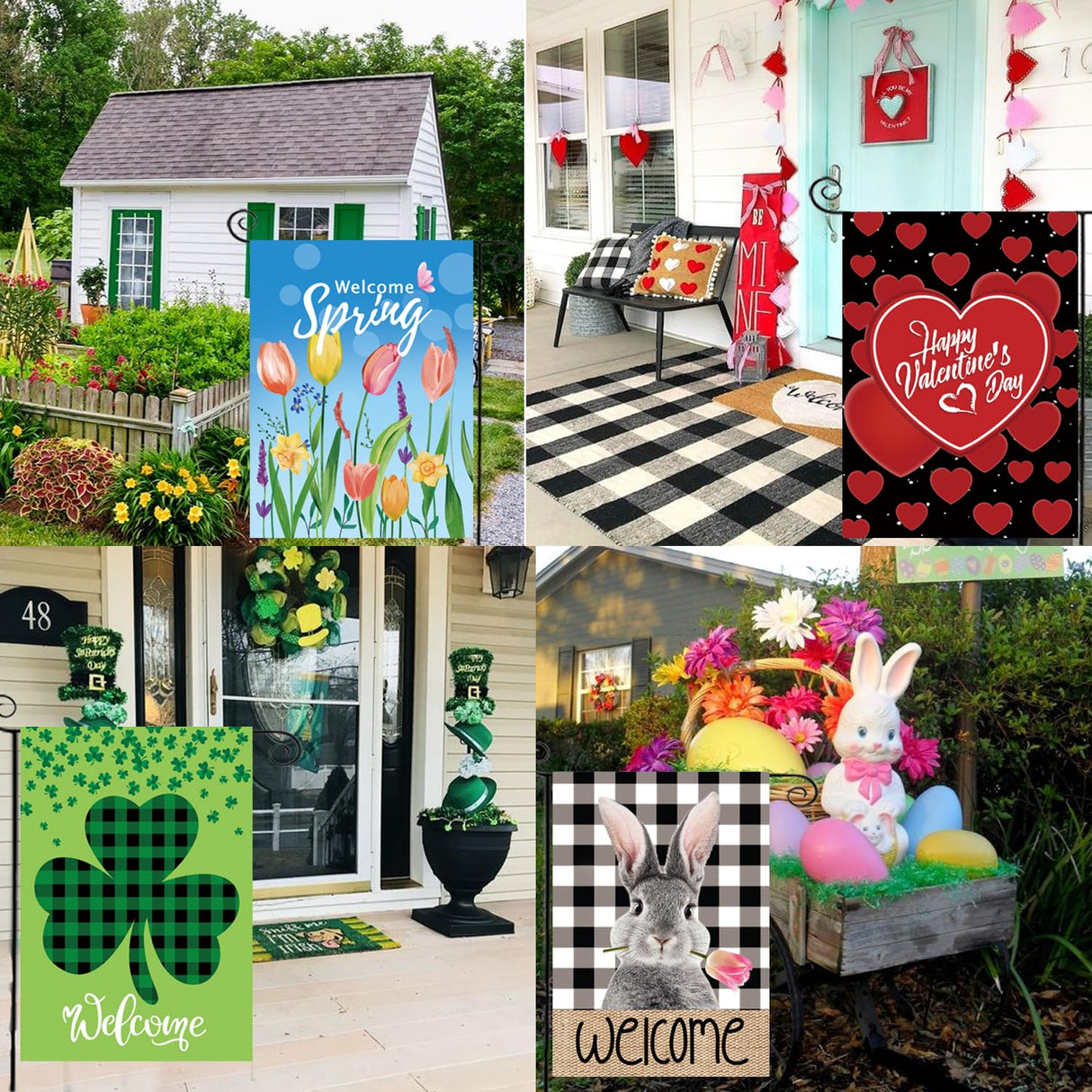 Seasonal Garden Flags Set of 12 Double Sided 12 x 18 Inch Yard Flags, Small Garden Flags for Outside, Fall Winter Halloween Christmas Outdoor Flags, Holiday Flags for All Seasons