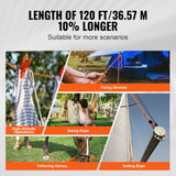 VEVOR Double Braided Polyester Rope, 1/2 in x 120 ft, 48 Strands, 8000 LBS Breaking Strength Outdoor Climbing Rope, Arborist Rigging Rope for Rock Hiking Camping Swing Rappelling Rescue, Orange/Black