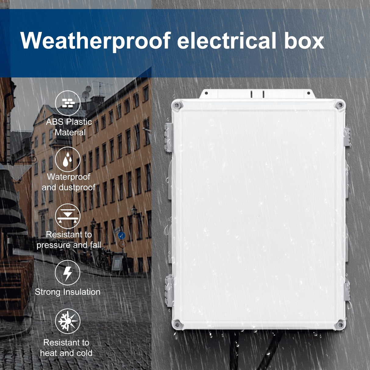 Namunanee Outdoor Electrical Junction Box, ABS Water Resistant Enclosure with Internal Mounting Panel & Hinged Cover (16.5" H x 12.6" L x 6.1" W)