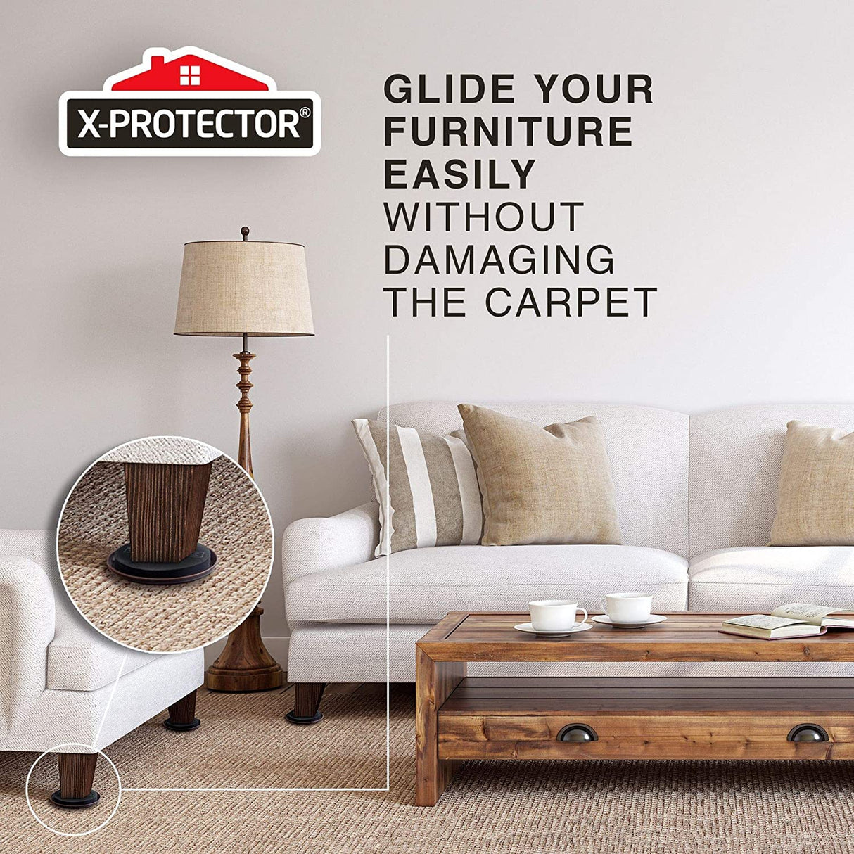 Furniture Sliders for Carpet X-PROTECTOR - 16 PCS Best Heavy Moving Pads 3 1/2" - Sliders for Furniture. Move Your Furniture Easy with Reusable Furniture Movers Sliders for Carpets!