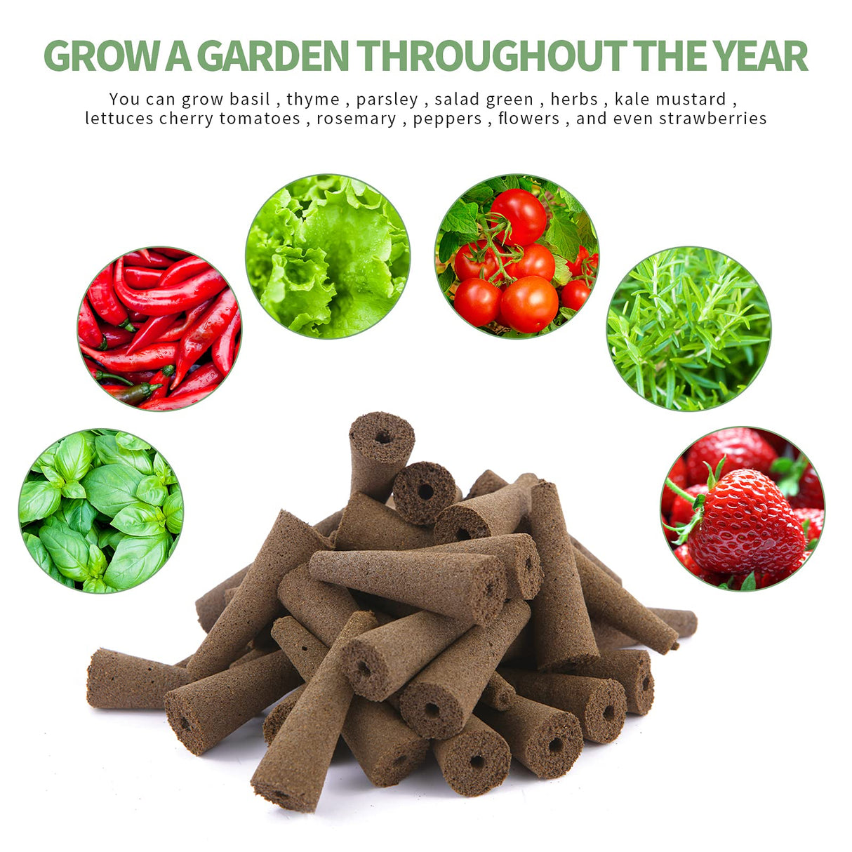 TISOHUGO 100 Pack Grow Sponges, Seed Pods Replacement Root Growth Sponges Compatible with AeroGarden, Moldy-Free, Sponges Kit with 10 Pod Labels for Hydroponic Indoor Garden System