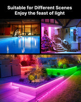 Fussion Outdoor LED Strip Lights Waterproof 100FT (2 Rolls of 50ft) IP67 LED Light Strips with Remote, RGB Color Changing Christmas House Rope Lighting for Outside