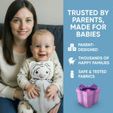 Love By Emi Sleep Soother White Noise with Heartbeat Tiger Plush & Lullaby, 4-in-1 Sound Machine, Security Blanket, Pacifier Holder, Baby Gift Registry Essential for Newborns, Infants & Toddler