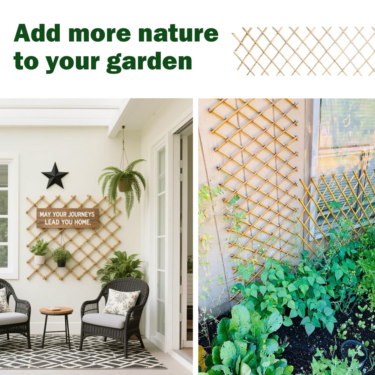 Jollybower 48x72 Inch Expandable Bamboo Trellis, Garden Lattice Fence, Expandable Fence for Climbing Plants, Vines & Ivy,Pet & Dog Barrier（Pack of 1）