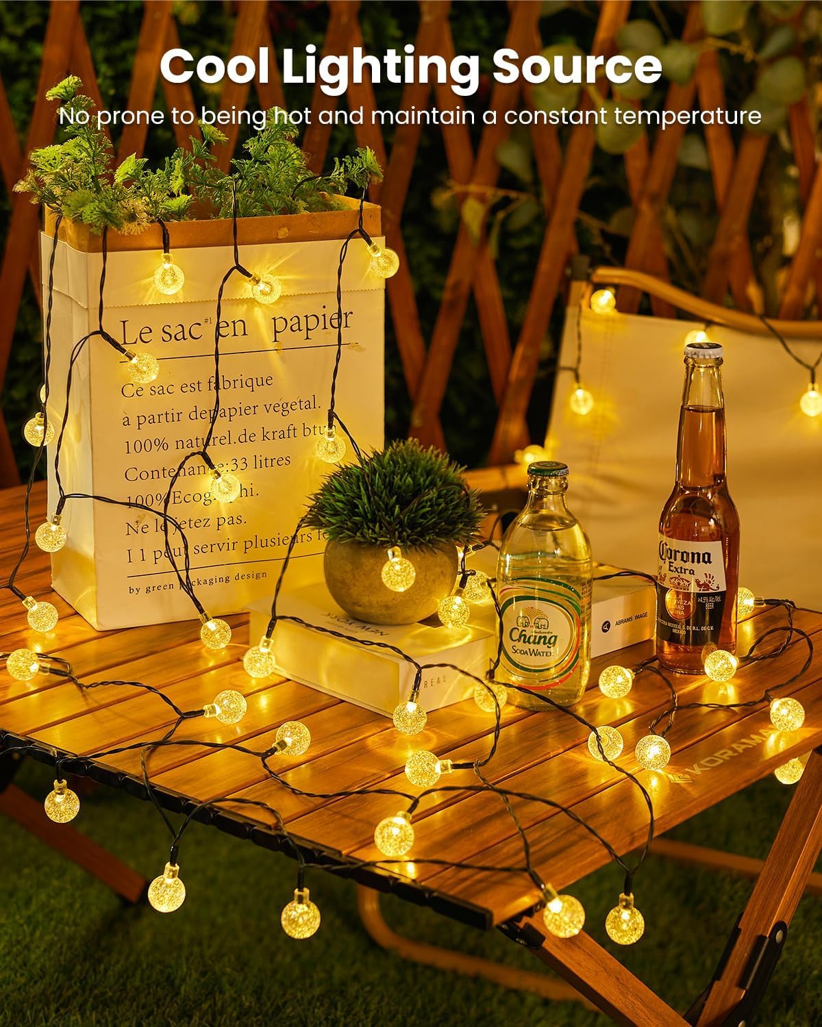 Brightown Solar String Lights Outdoor Waterproof, 2 Pack Total 120 LED 73 FT, Solar Powered Patio Lights with 8 Lighting Modes for Garden Yard Porch Wedding Party Decor (Warm White)