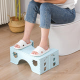 7inches Foldable Toilet Stool (Blue), Healthy Bathroom Squatting Posture Poop Stool with Anti-Slip Feet, A Good Helper to Effective Relief of Constipation, Easy to Storage Toilet Squat Stool