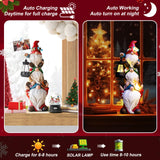 twinbling Christmas Garden Gnome Statue with Solar Lights Garden Sculptures Funny Triple Gnome Outdoor Patio Lawn Yard Balcony Home Decor Birthday Gifts for Women Mom Grandma 12 in Thanksgiving Gnome