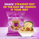 Crisp Power Protein Pretzels, Variety Pack With Sea Salt, Sesame, & Everything, Vegan Keto Snack, Plant Based Protein, Low Carb Crunchy Pretzel Snacks, Sugar Free, No Seed Oils, 1.75 Oz Bags, 6 Pack