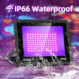 THECHAM 2 Pack Waterproof 120W LED Black Lights con 6ft Cord, Outdoor Black Lights Floodlight for Glow Party, Light Up 1100ft, Flood Light in Dark for Christmas, Birthday, Halloween