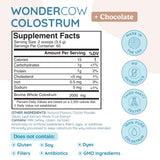 WONDERCOW Colostrum Supplement Powder for Gut Health, Immune Support, Muscle Recovery & Wellness | Natural IgG Pure Whole Bovine Colostrum Superfood, Chocolate, 60 Servings