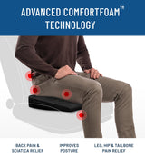 Everlasting Comfort Doctor Recommended Memory Foam Seat Cushion for Office Chairs & Car Seat - Ergonomic Office Desk Accessories for Tailbone Pain Relief, Sciatica & Back Support