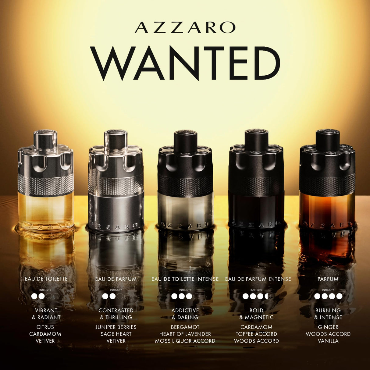 Azzaro The Most Wanted Parfum – Intense Mens Cologne Gift Set – 3-Piece Set Includes Full Size Fragrance (100ml) + Travel Size Spray (10ml) + Deodorant Stick (77g) - Gifts for Men