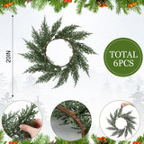 Gandeer Christmas Placemats Set of 6 Round Greenery Place Mats Xmas Circular Artificial Wreath Dining Table Decor Winter Fake Plants Branches Mats for Kitchen Accessories(Cedar)