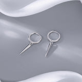 SLUYNZ Sterling Silver Spike Small Hoop Earrings for Women Teen Girls Geometric Hoop Earrings Huggie Drop (A-SILVER)