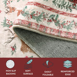 Lahome Christmas Runner Rug 2x8 Beige Rug Runners for Hallways Non Slip,Washable Kitchen Bathroom Runner Rug,Soft Christmas Tree Santa Claus Carpet Runner for Entryway Holiday Decor(2'x8',Beige)